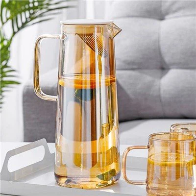 1300ml Paslanmaz Çelik Kapaklı Cam Sürahi