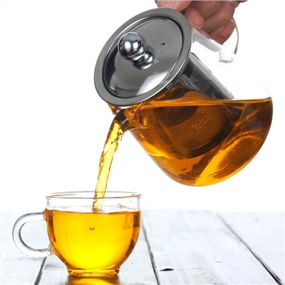 Demlikli 550ml Yüksek Borosilikat Cam Çaydanlık