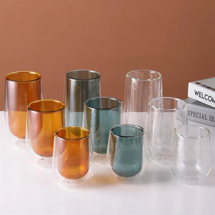 Double Wall Glass Tumbler With Coloured