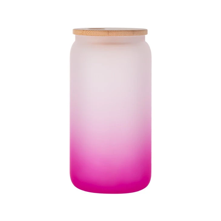 Drink Glass With Bamboo And Wood Lid With Glass Straw